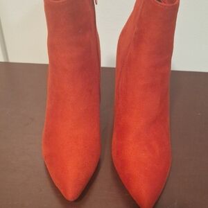 Dream Pairs Red Suede Pointed-Toe Ankle Booties
